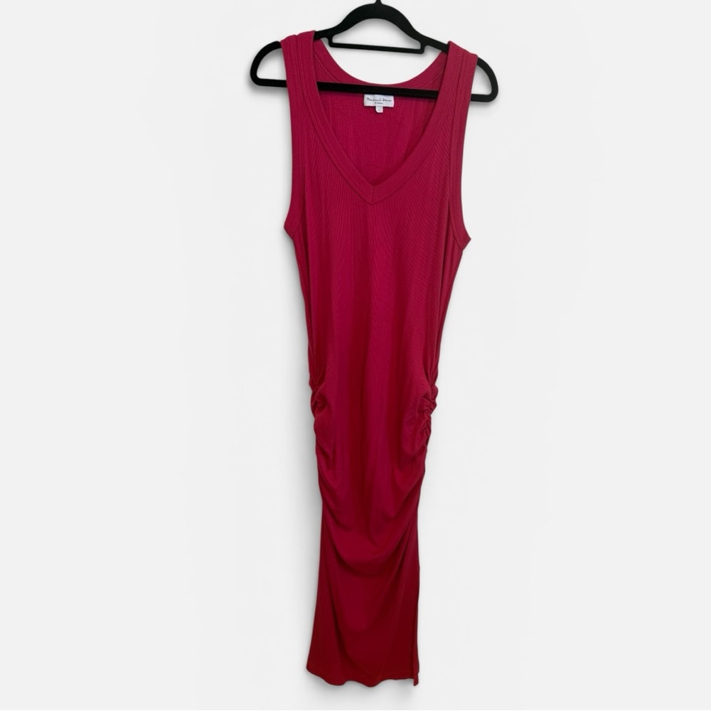 Michael Stars Wren Ruched Midi Dress Sz LG